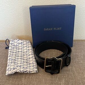 NIB Sarah Flint Vienna Waist Belt - 90cm Navy Croc Embossed Patent